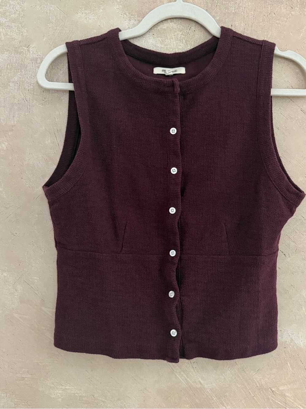 Madewell Plum Button-Front Sleeveless Knit Tank